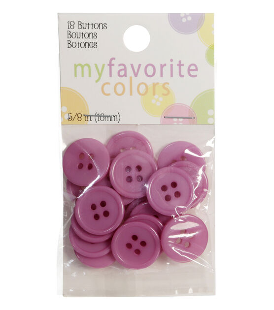 My Favorite Colors 5/8" Purple Round 4 Hole Buttons 18pk