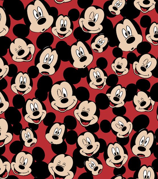 Disney Mickey Mouse Fleece Fabric 59'' Tossed Mickey Heads