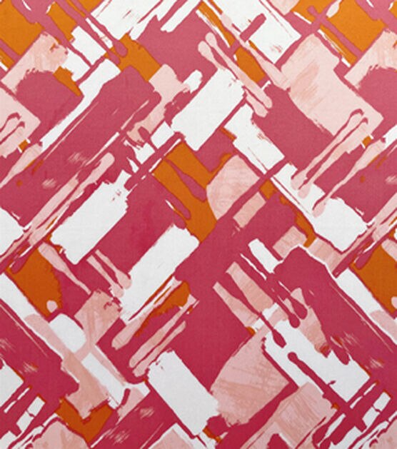 Pink & Orange Abstract Paintstrokes Cotton Sateen Apparel Fabric, , hi-res, image 1