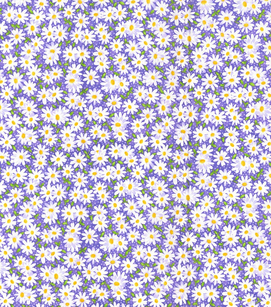 Fabric Traditions Packed Daisies Cotton Fabric by Keepsake Calico, Dark Purple, swatch