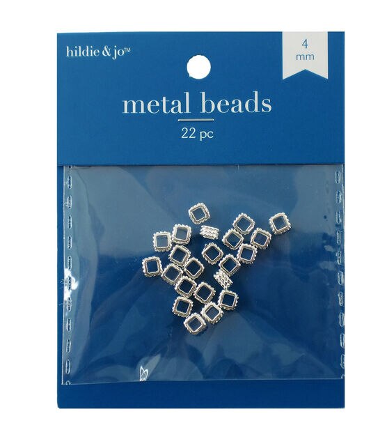 4mm Cast Metal Square Spacer Beads 22pc by hildie & jo