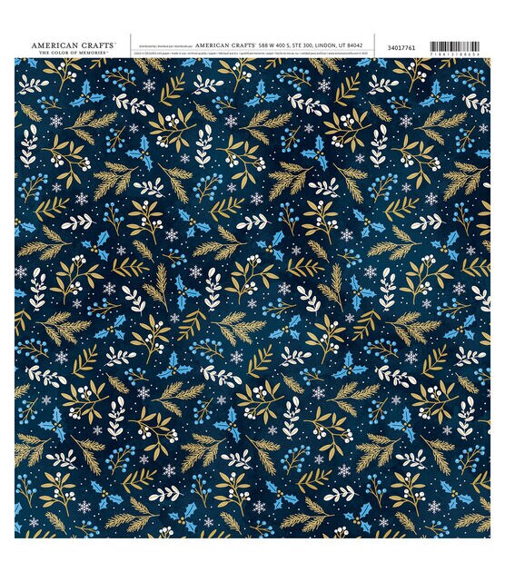 American Crafts Blue Holly Single Sheet
