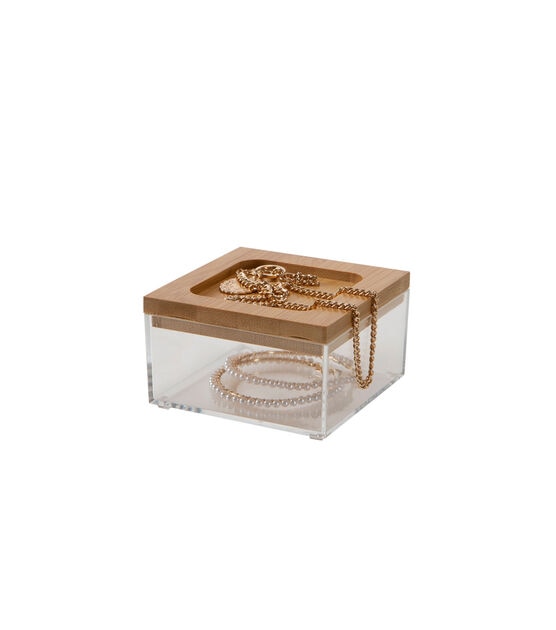 Simplify 4" Clear Organizer With Bamboo Lid, , hi-res, image 3