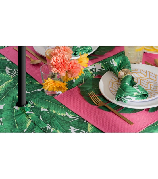 Design Imports Banana Leaf Outdoor Tablecloth with Zipper 84", , hi-res, image 7