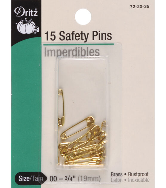 Dritz 7/8" Safety Pins, Gilt, 15 pc