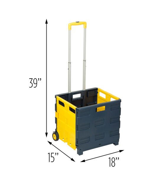 Honey Can Do 18" x 39" Blue & Yellow Folding Utility Cart With Handle, , hi-res, image 7