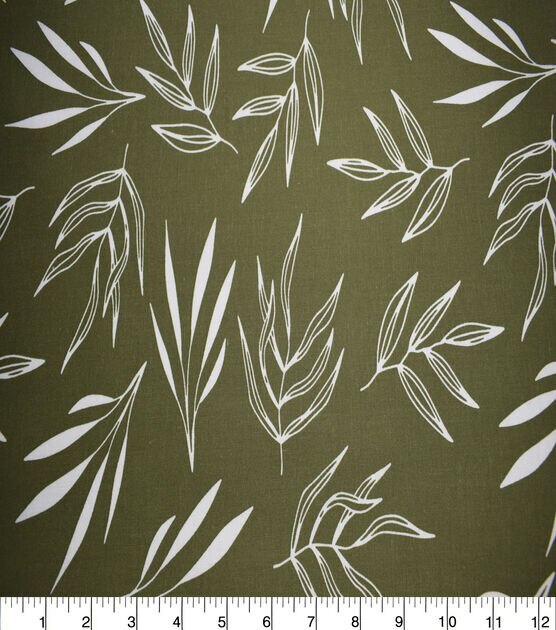 Large Leaves on Olive Green Quilt Cotton Fabric by Quilter's Showcase, , hi-res, image 2