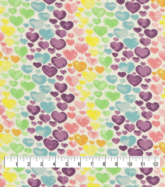 Watercolor Hearts Pastel Super Snuggle Flannel Fabric, , hi-res, image 3