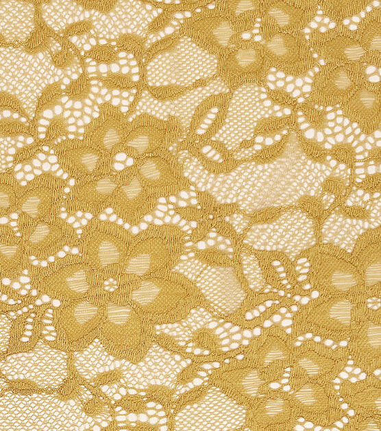 Yellow Stretch Floral Lace Fabric by Sew Sweet