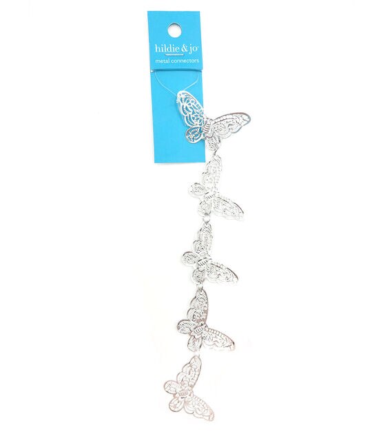 7" Silver Metal Butterfly Connector Strung Beads by hildie & jo