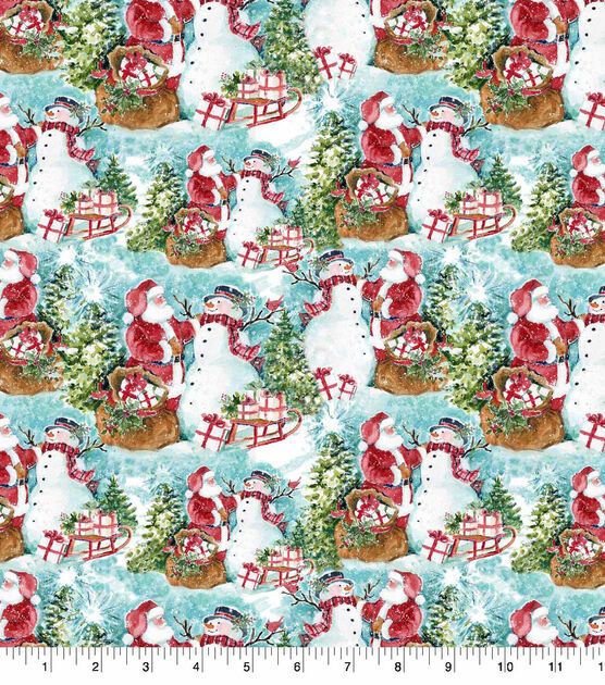 Susan Winget Santa's Snowman Christmas Cotton Fabric
