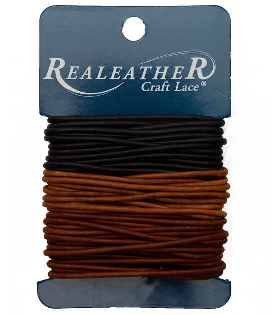 Realeather Lace 2mm Carded 8yd Ebony, Cedar & Mahogany