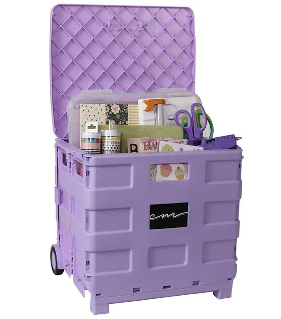 Everything Mary Collapsible Storage Cart for Crafts & Supplies, Purple