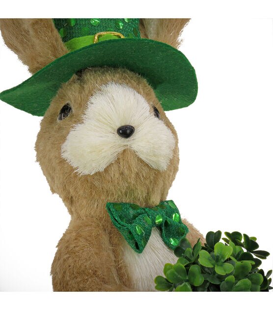 National Tree 17" St. Patrick’s Day Rabbit with Clover Bouquet, , hi-res, image 2