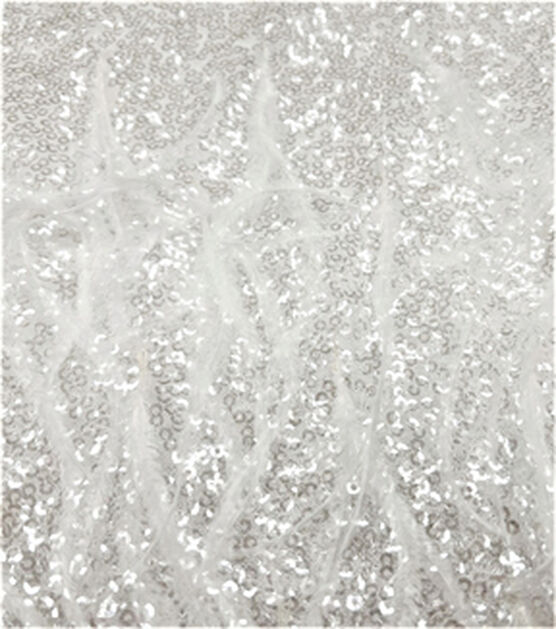 Bridal All Over Sequins with Feather White Bridal Fabric, , hi-res, image 4
