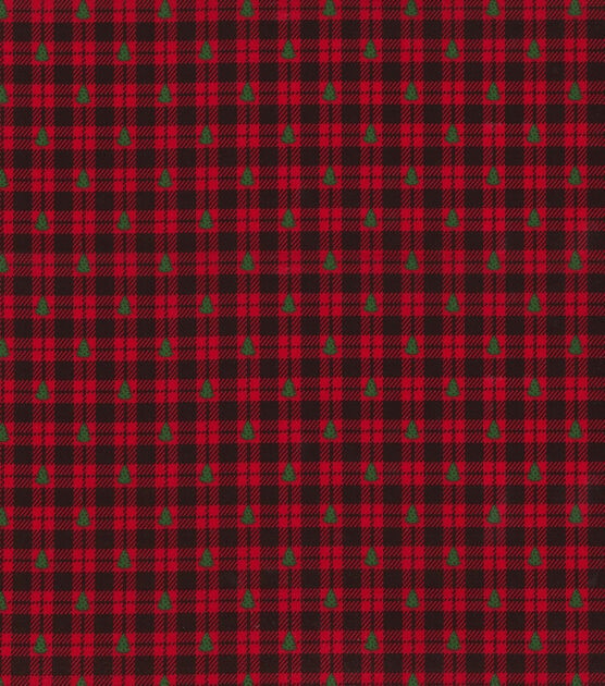 Fabric Traditions Red Plaid & Trees Christmas Cotton Fabric, , hi-res, image 2