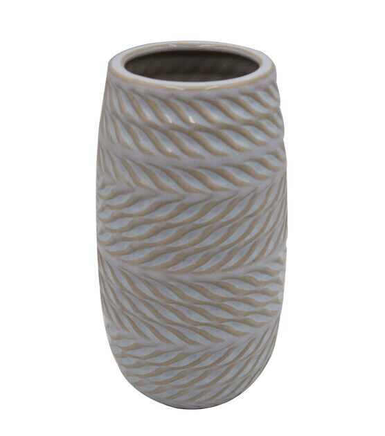 7" White Braided Ceramic Vase by Bloom Room