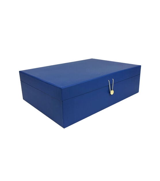 14" Blue Rectangle Box With Button Closure