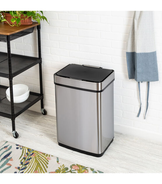 Honey Can Do 24" Silver Stainless Steel 50L Trash Can With Motion Sensor, , hi-res, image 3