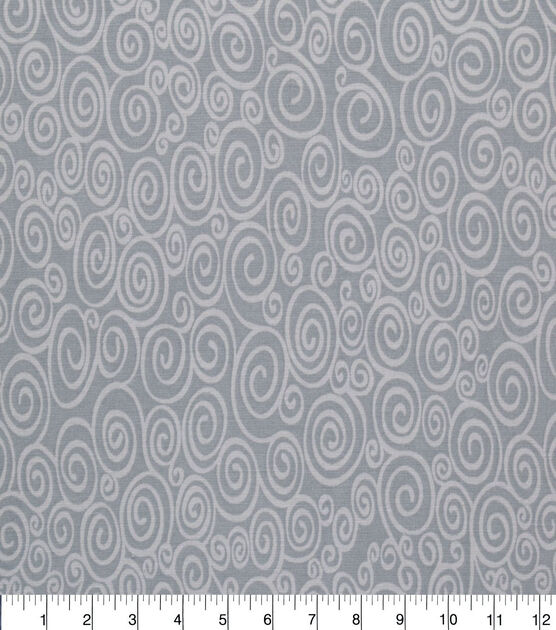 White Swirls on Pearl Gray Quilt Cotton Fabric by Quilter's Showcase