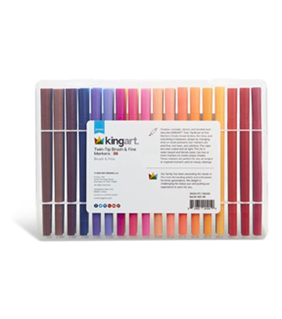 KINGART STUDIO Dual Tip Brush Pen Art Markers with Fineliner Set of 36, , hi-res, image 3