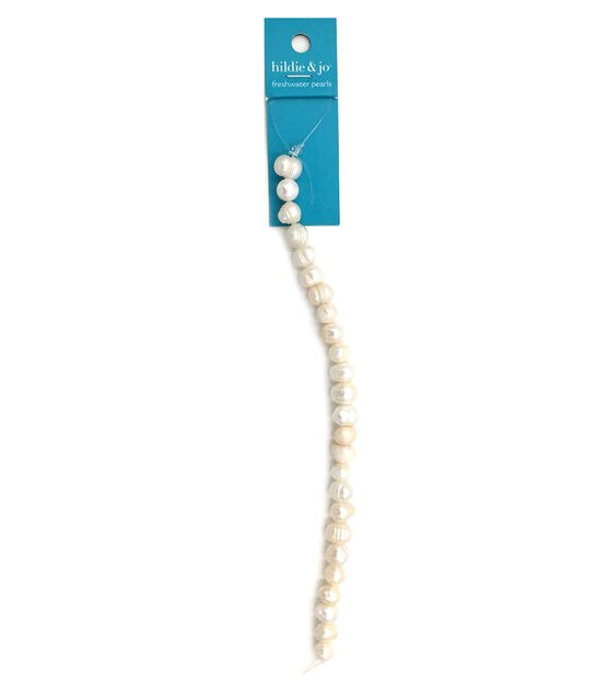 7" White Freshwater Pearl Assorted Strung Beads 26pk by hildie & jo