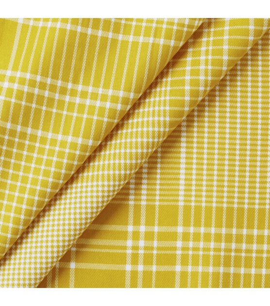 Yellow Micro Plaid Cotton Viscose Fabric, , hi-res, image 2