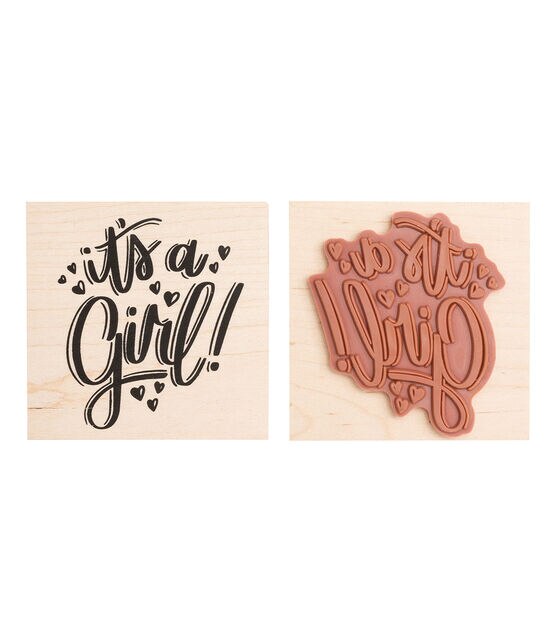 American Crafts Wooden Stamp It's a Girl, , hi-res, image 2