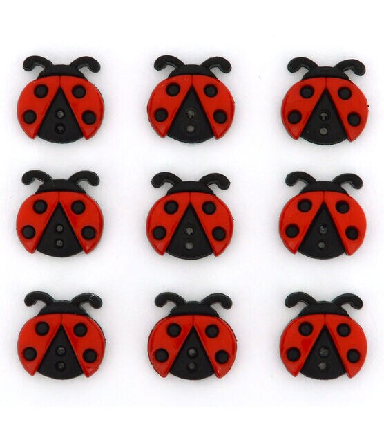 Dress It Up 9pk Nature Sew Cute Ladybugs 2 Hole Buttons, , hi-res, image 1