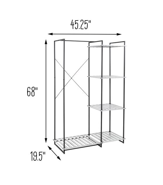 Honey Can Do 68" Gray Metal Freestanding Open Closet With 4 Shelves, , hi-res, image 10