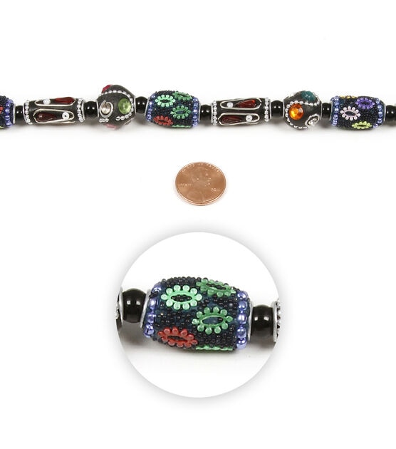 8" Multicolor Inlay Clay Bead Strand by hildie & jo