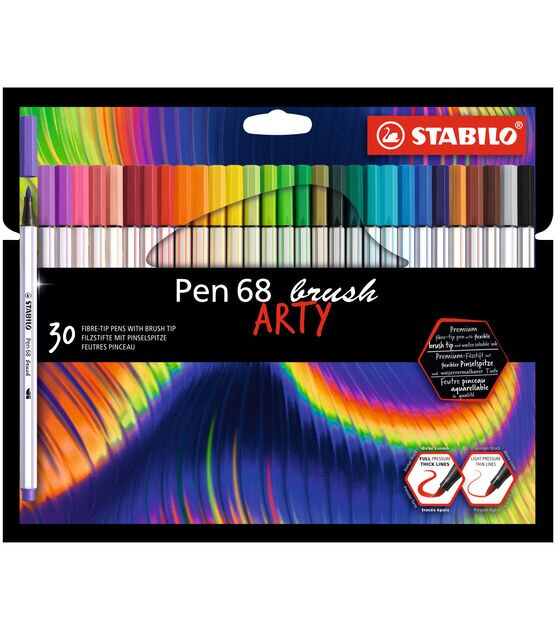STABILO Premium Fibre-Tip Pen Pen 68 brush - Wallet of 10 - Assorted colors