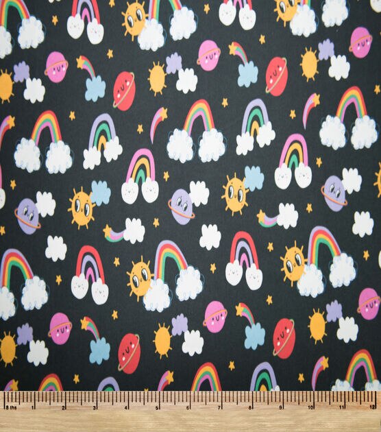 Super Snuggle Rainbow Sun Cloud Toss Flannel Fabric, , hi-res, image 2