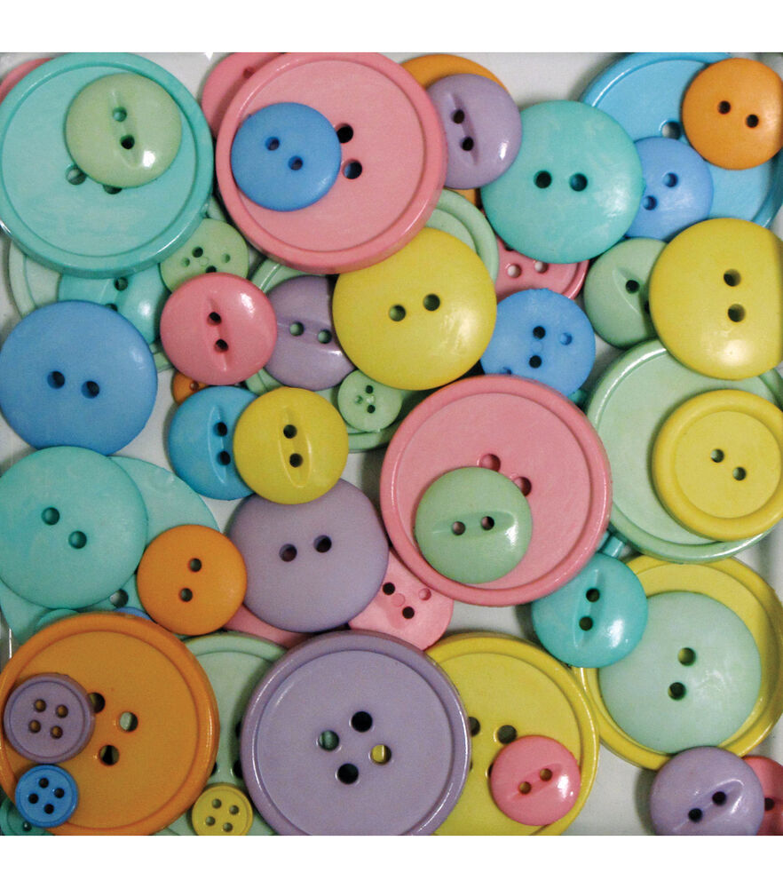 Favorite Findings 3.5oz Carnival Assorted Round Buttons, Happy, swatch