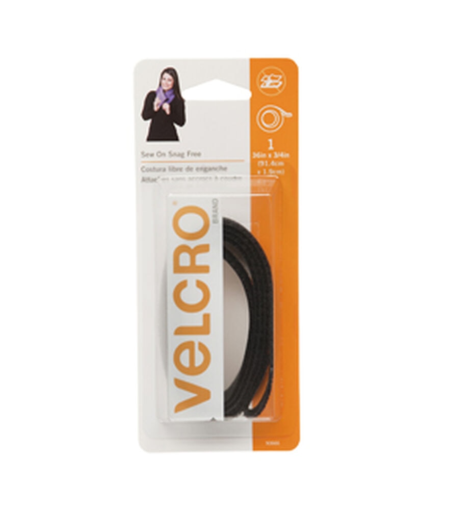 VELCRO Brand 0.75'' x 18'' Snag Free Sew On Fasteners, Black, swatch