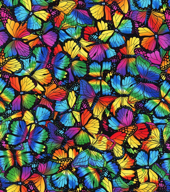 Hi Fashion Super Bright Butterflies Premium Cotton Fabric