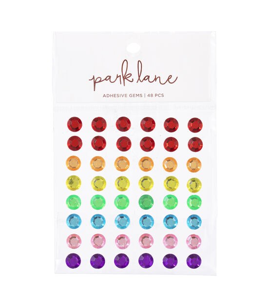 10mm Rainbow Adhesive Gems 48pc by Park Lane