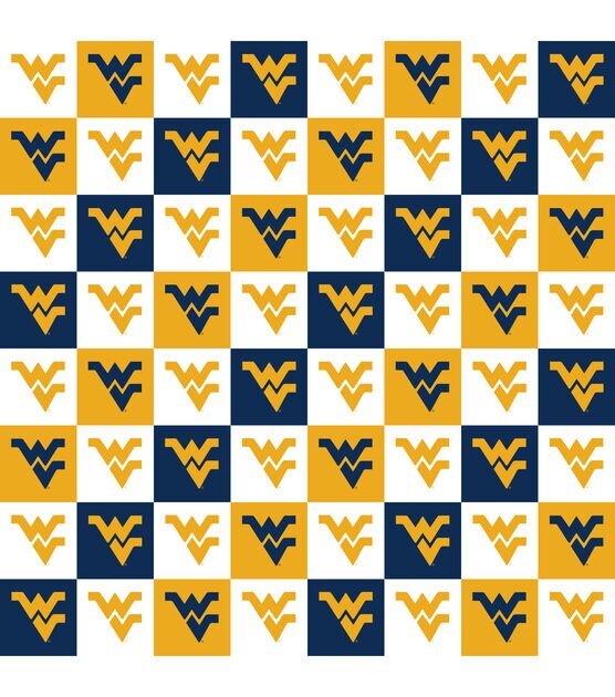 West Virginia University Mountaineers Cotton Fabric Collegiate Check