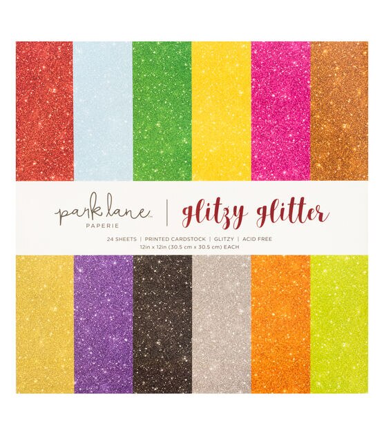 24 Sheet 12" x 12" Glitzy Glitter Cardstock Paper Pack by Park Lane