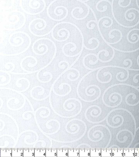 White Scroll Quilt Cotton Fabric by Keepsake Calico, , hi-res, image 2