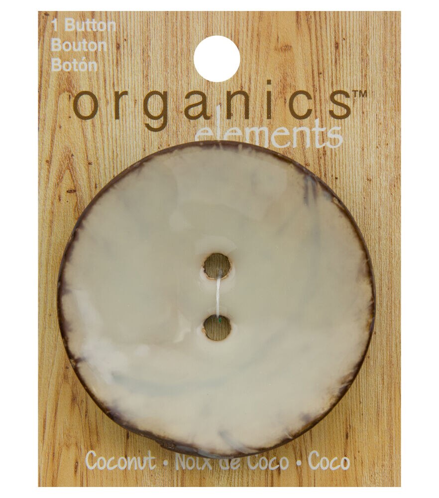 Organic Elements 2.5" Coconut Round 2 Hole Button, Coconut Cream, swatch