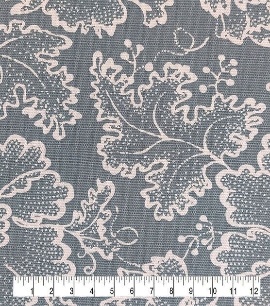 Grey Foliage Cotton Canvas Home Decor Fabric, , hi-res, image 3