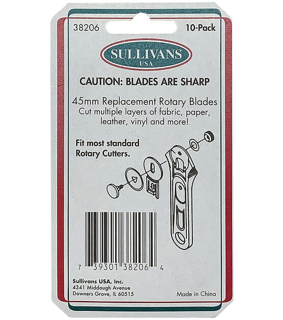 Sullivan's Quilter's Choice Rotary Cutter Blades 10-pkg-45mm