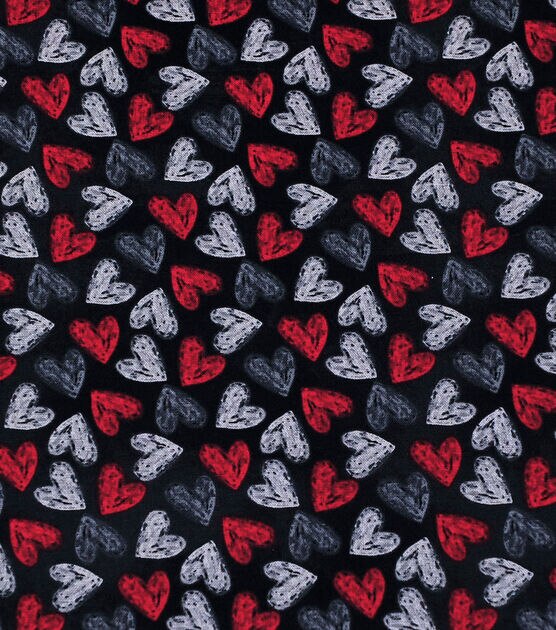 Chalkboard Hearts Valentine's Day Cotton Fabric, , hi-res, image 2