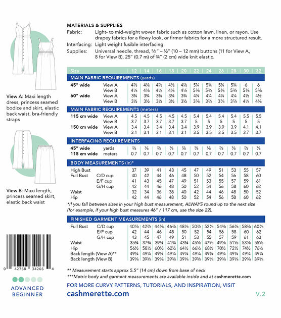 Cashmerette Size 12 to 32 Holyoke Maxi Dress & Skirt Sewing Pattern, , hi-res, image 2