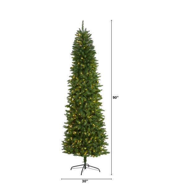 Nearly Natural 7.5' Pre Lit Green Slim Mountain Pine Christmas Tree, , hi-res, image 2