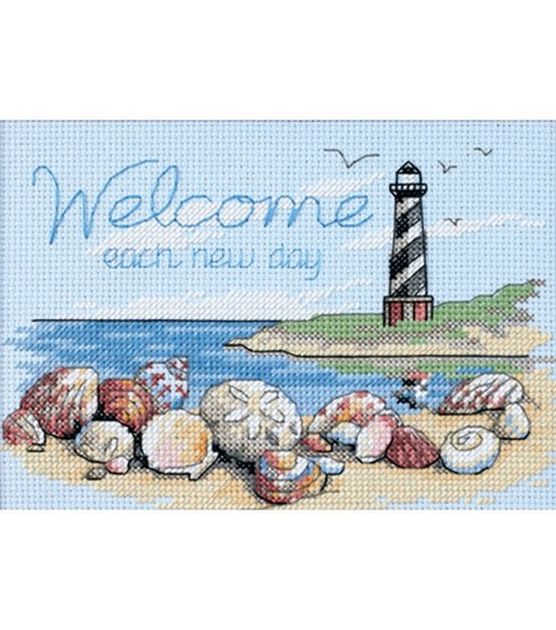 Dimensions 7" x 5" Welcome Each New Day Counted Cross Stitch Kit