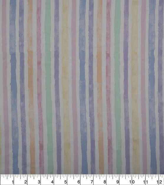 Watercolor Easter Stripe Easter Cotton Fabric, , hi-res, image 2