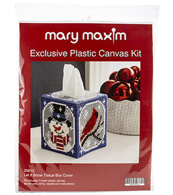 Mary Maxim 11 x 14 Let It Snow Plastic Canvas Tissue Box Kit