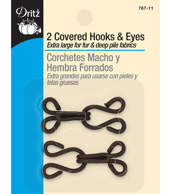 Dritz Sew-On Hook & Eye Closures, 12 Sets, Black & Nickel